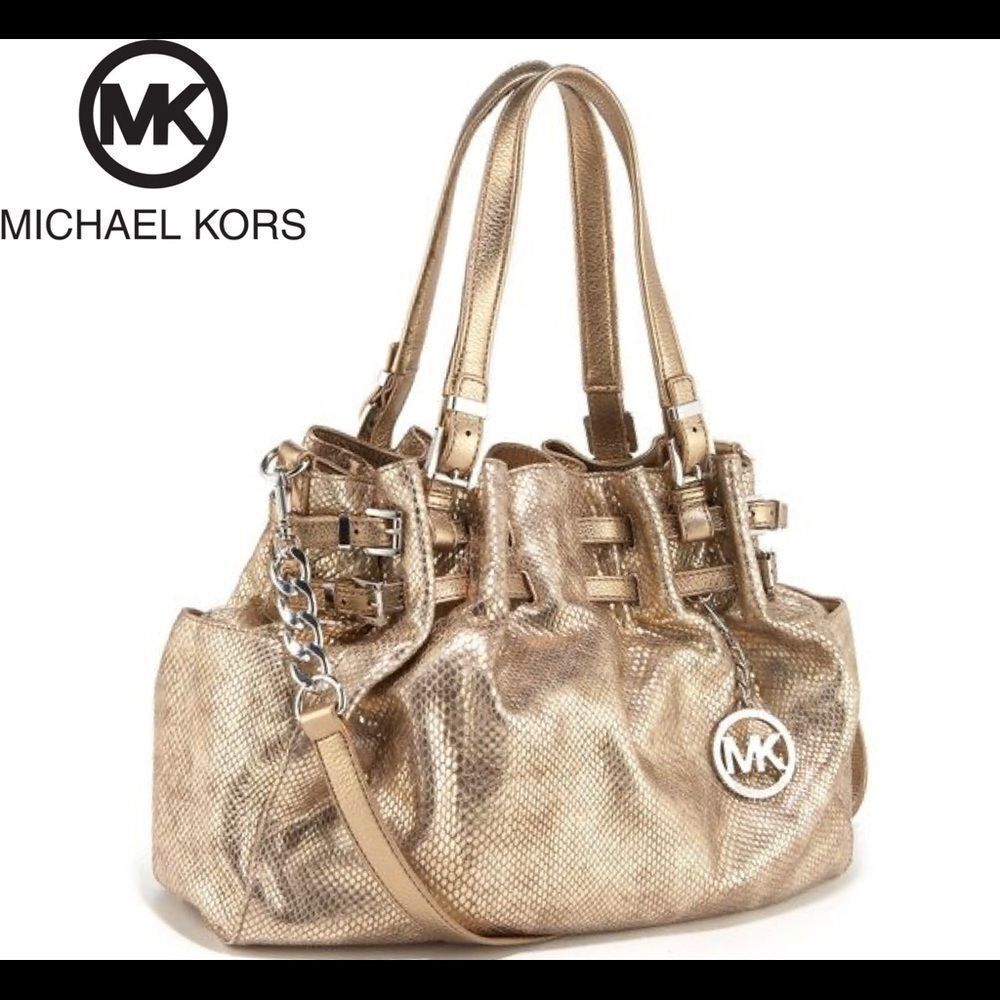 MICHAEL Kors gold snakeskin Edie shoulder bag